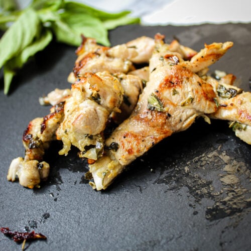 grilled herb marinated chicken thighs.