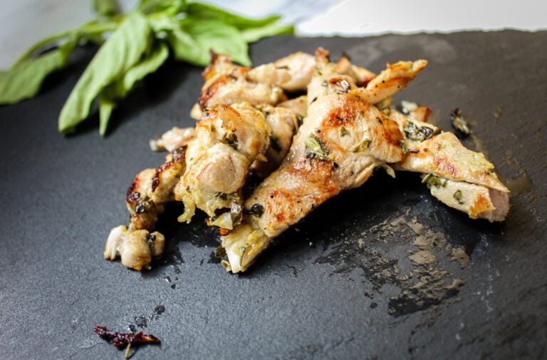 grilled herb marinated chicken thighs.