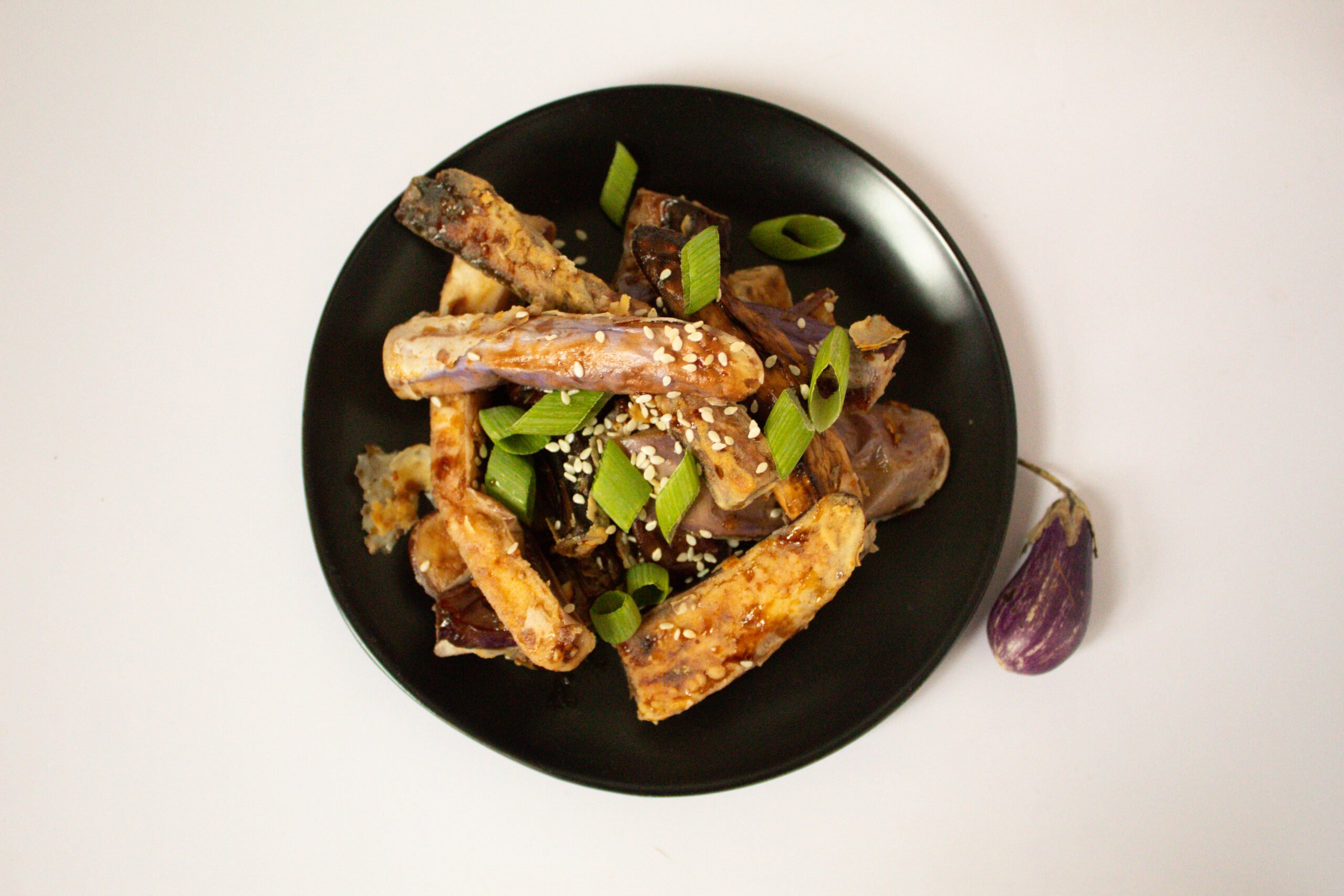 Crispy Asian Eggplant with ginger garlic sauce.