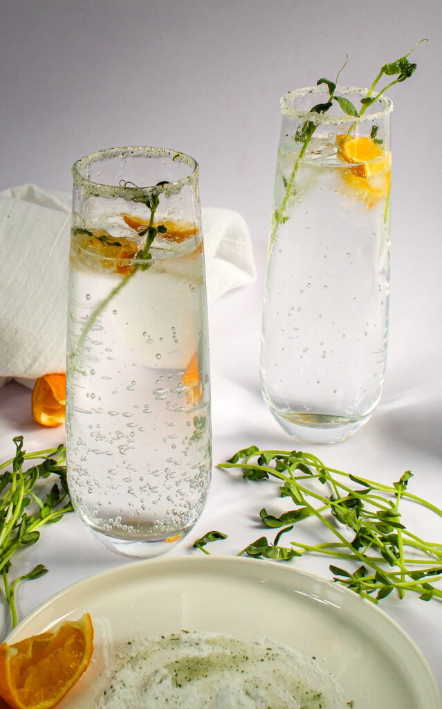 pea shoot sugar rimmed glasses.