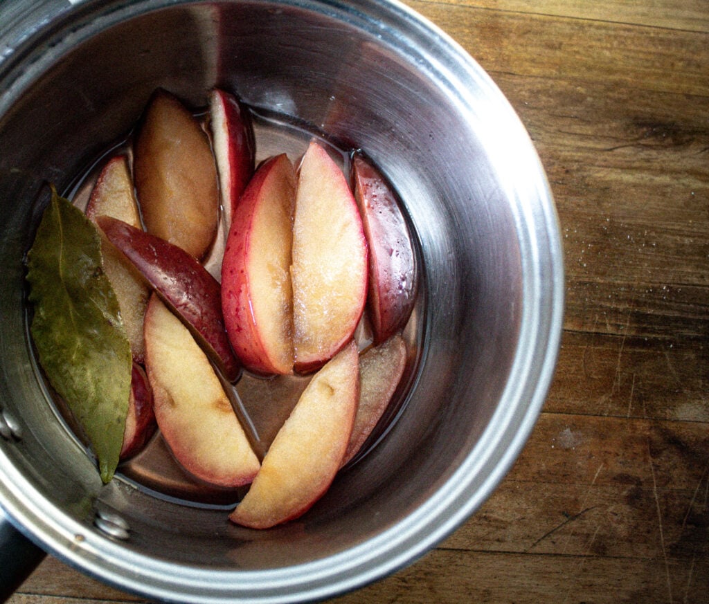 stewed apple with honey and bay leaf.