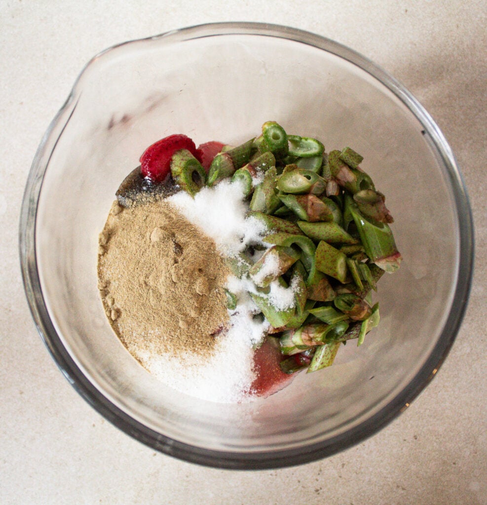 Japanese knotweed and strawberry crisp.