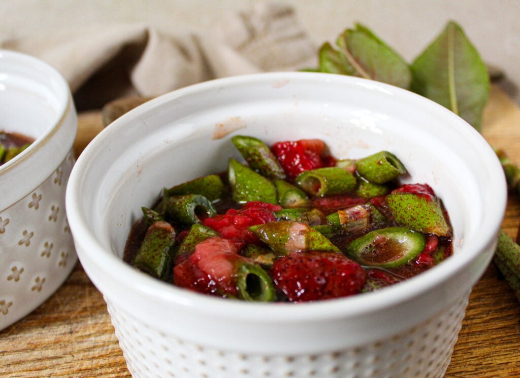 Japanese knotweed and strawberries for crisp.