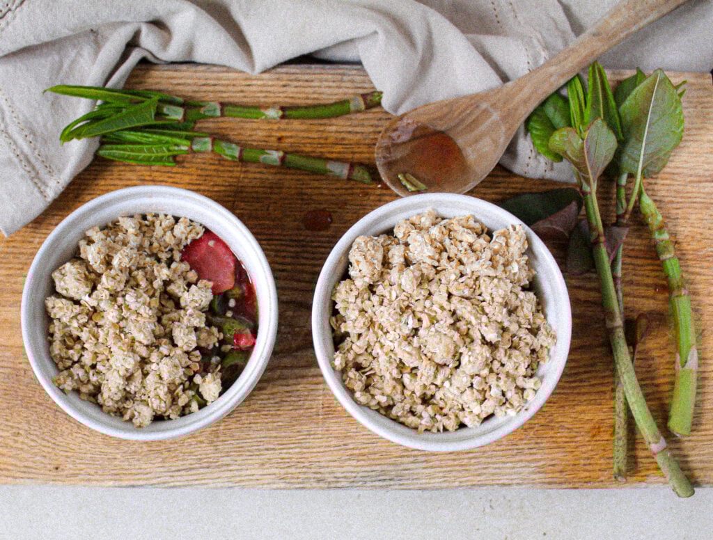 japanese knotweed and strawberry crisp.