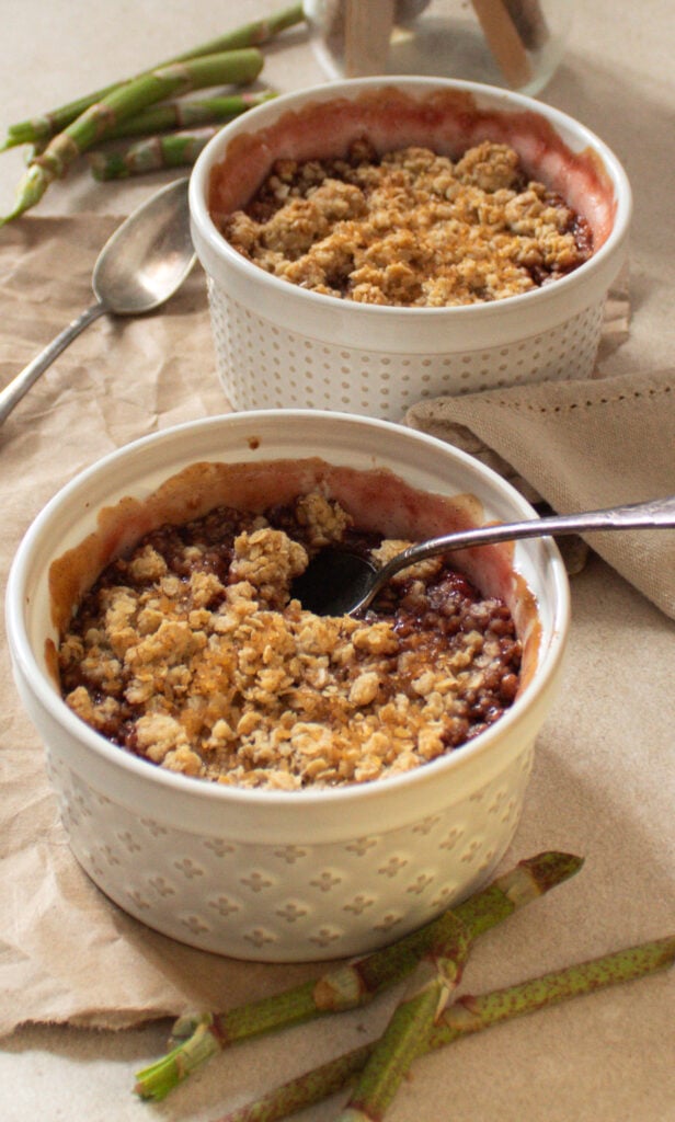 Japanese knotweed and Strawberry crisp with cardamom and ginger.