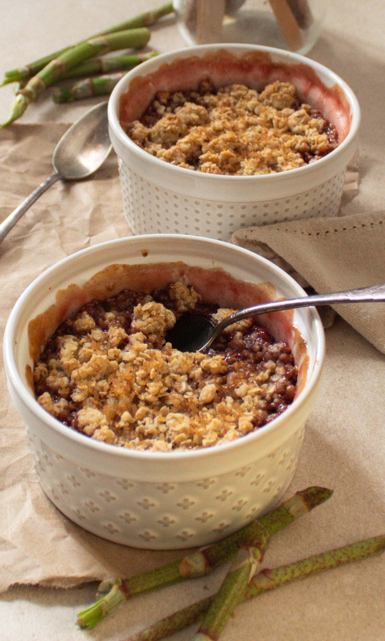 Japanese knotweed and Strawberry crisp with cardamom and ginger.
