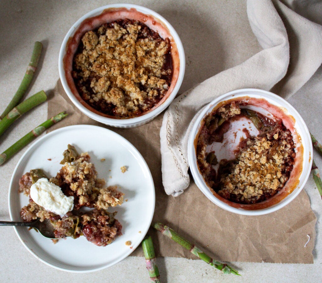 Japanese knotweed and strawberry crisp.