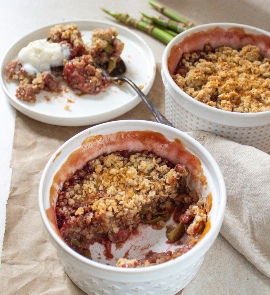 Japanese knotweed and strawberry crisp.