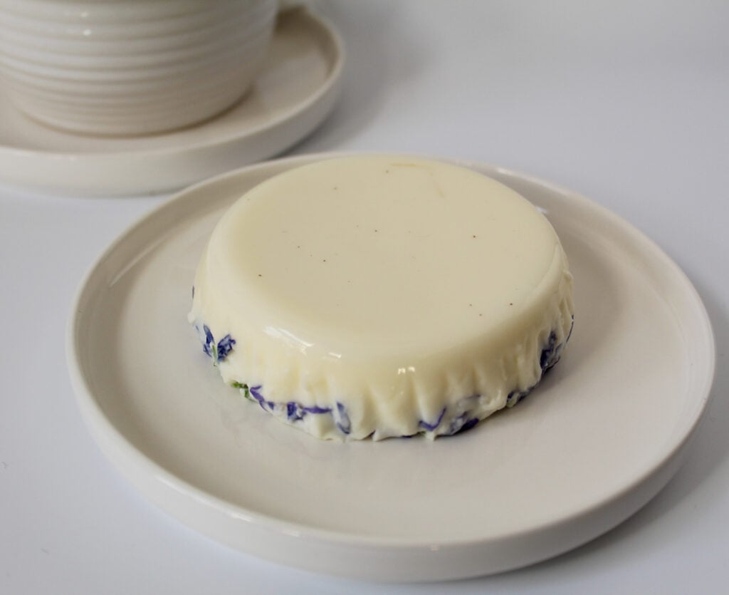 Violet Panna Cotta with Sugared Violets.