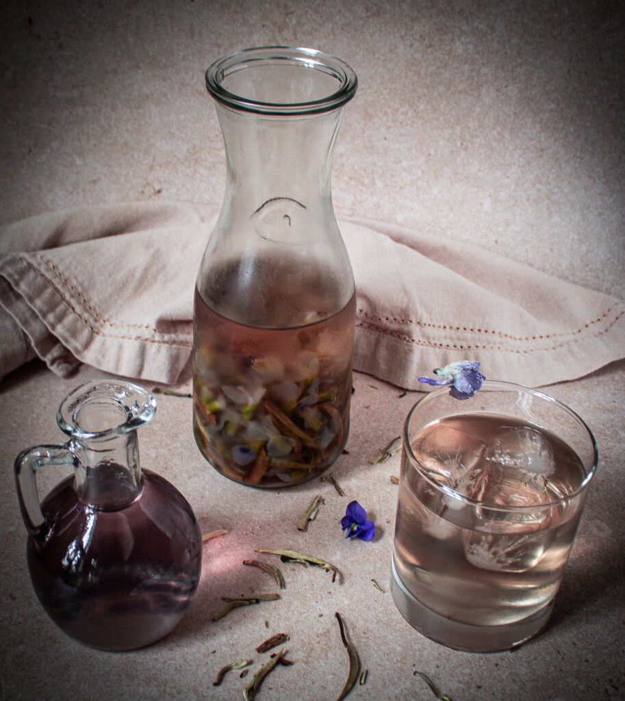 Floral Cold Brew White Tea with Fresh Violets.