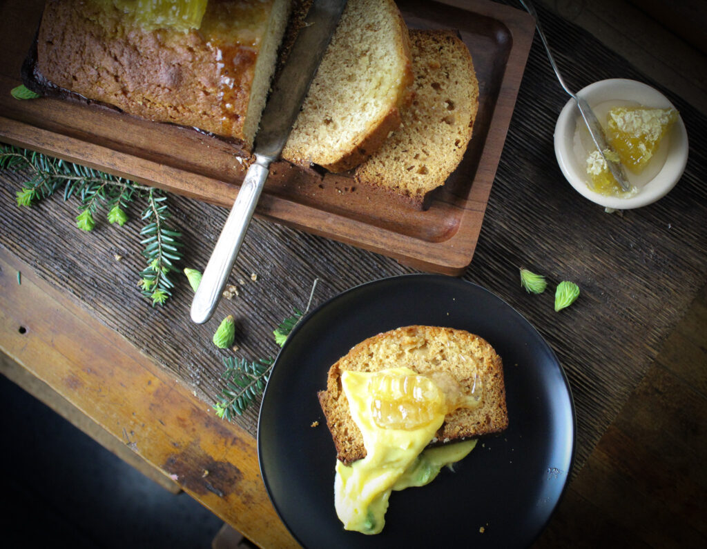 spruce tip honey loaf cake