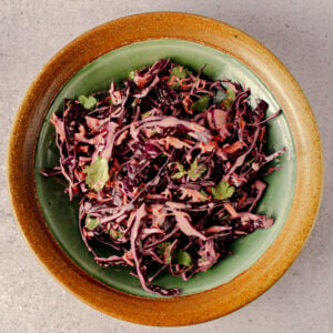 red cabbage slaw with lime and cilantro
