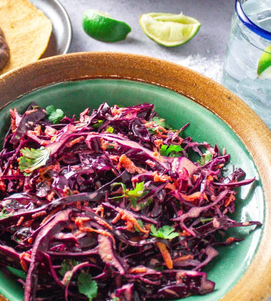 Red Cabbage Coleslaw with Lime and Cilantro