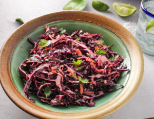 Red Cabbage Coleslaw with Lime and Cilantro