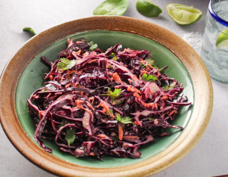 Red Cabbage Coleslaw with Lime and Cilantro