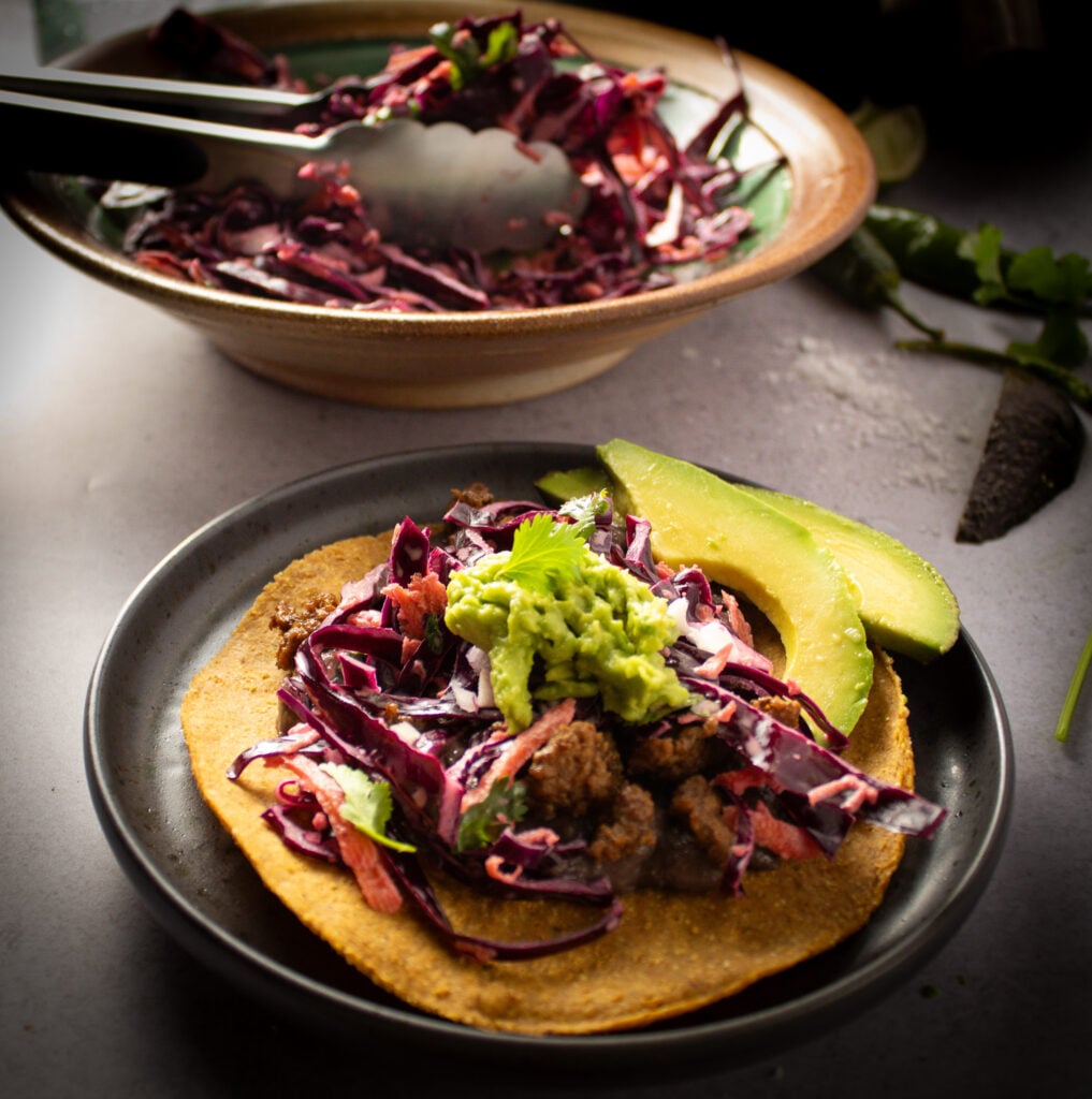 Red Cabbage Coleslaw with Lime and Cilantro