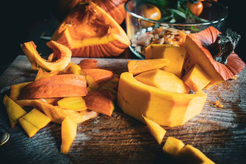 Harvest Succotash with Pumpkin and Smoked Ham.