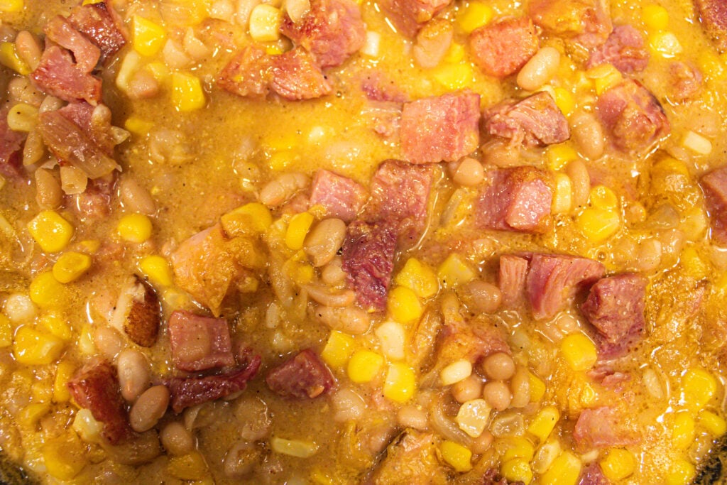 Harvest Succotash with Pumpkin and Smoked Ham.