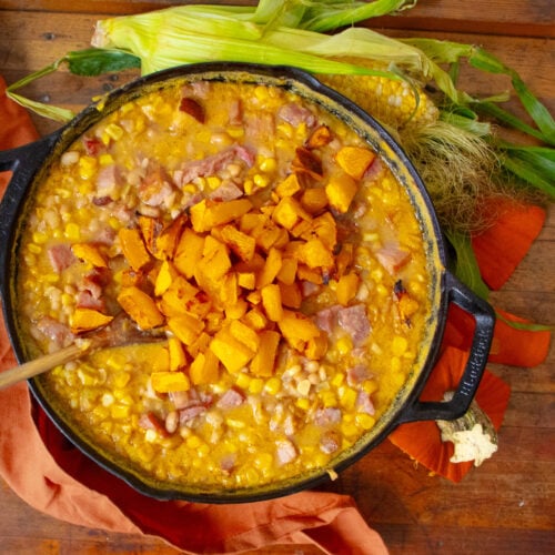 Harvest Succotash with Pumpkin and Smoked Ham.